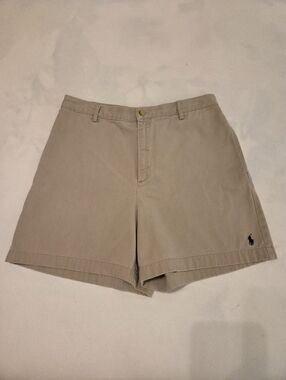 RALPH LAUREN SPORT Vintage Y2K Khaki Embroidered Pony Flat Front Chino Shorts 8